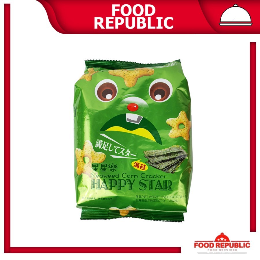 

HAPPY STAR SEAWEED CORN CRACKERS 55 GR TAIWAN SNACK CEMILAN RASA SUSU