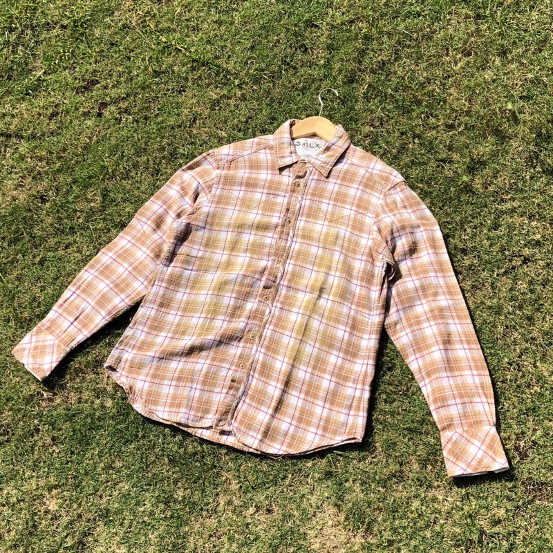 Kemeja Flanel Brown Kotak-Kotak Ball Washed