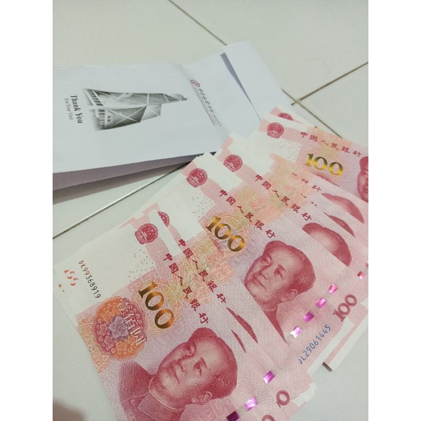 uang china yuan rmb pecahan 100