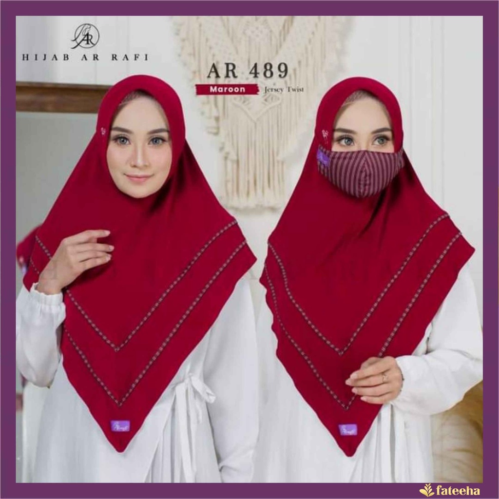 Hijab Arrafi AR 489 Bergo Jilbab Kerudung Tudung Kudung Instan Syari Marron