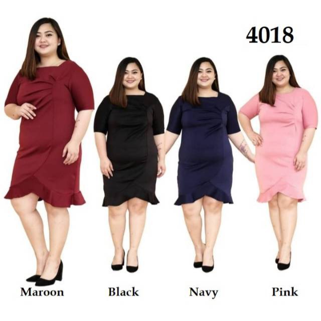 domdom Bayar COD DDC4018 Dress Jumbo bahan premium scuba import tebal murah