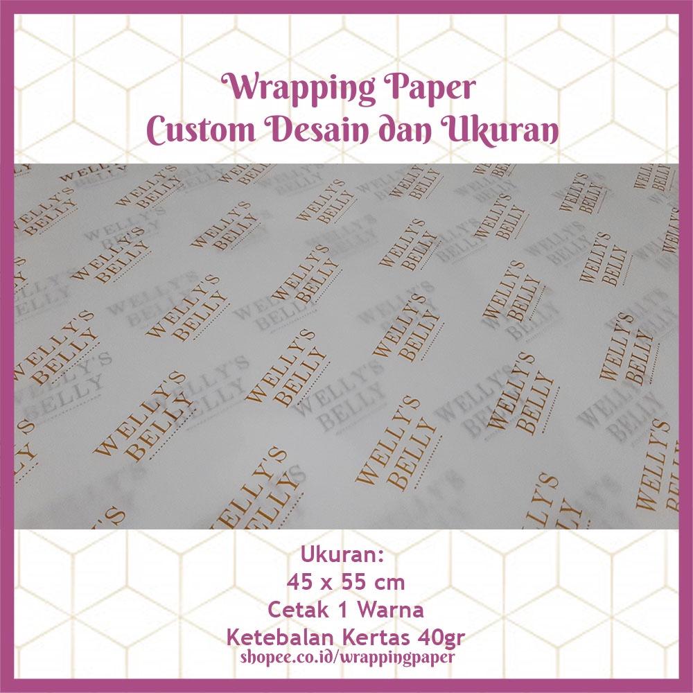 

Wrapping Paper Custom Ukuran 45x55cm, Kertas pembungkus, Kertas pelapis, Kertas Tissue, Kertas Makanan