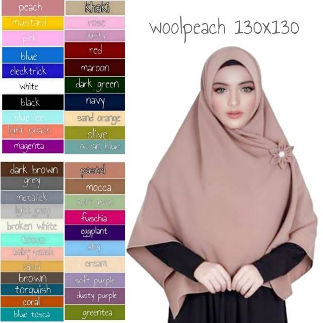 Jilbab wolfis Segi empat syar'i ukuran 150 x 150