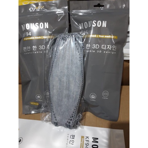 MASKER KF94 MOUSON 4ply (embos) kemasan POUCH, hrg 10pcs/pouch