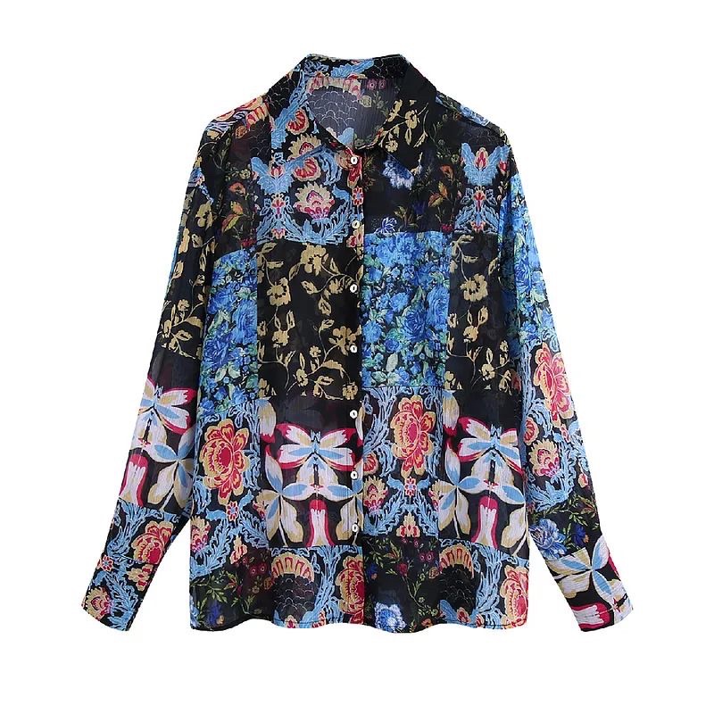 Blouse ruffle patchwork hitam bunga look a like Zara