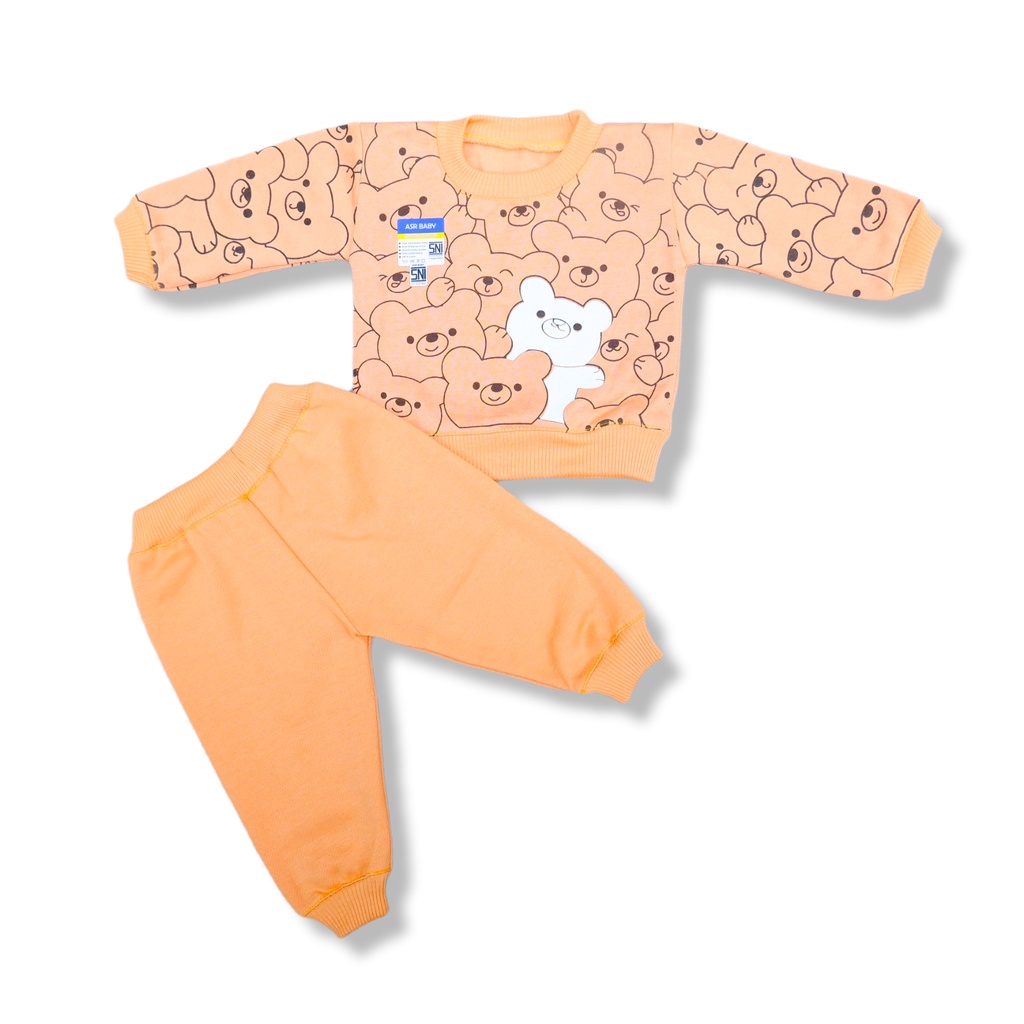 Setelan Jaket Bayi Anak 3-18 Bulan, Setelan Sweater Doodle Satu Setel Celana dan Sweater 1 Warna