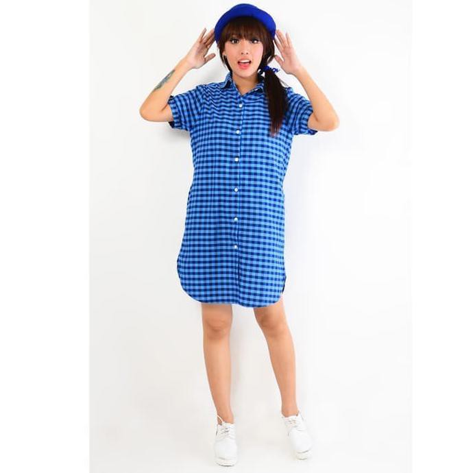 Murah Stokgrosir Tunik Kotak Kecil Tangan Pendek - Adara Diskon