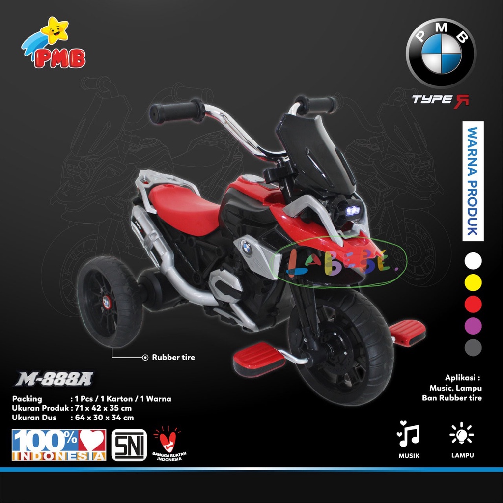 Tricycle Gowes PMB M888A Type R M 888A Sepeda Motor Anak PMB