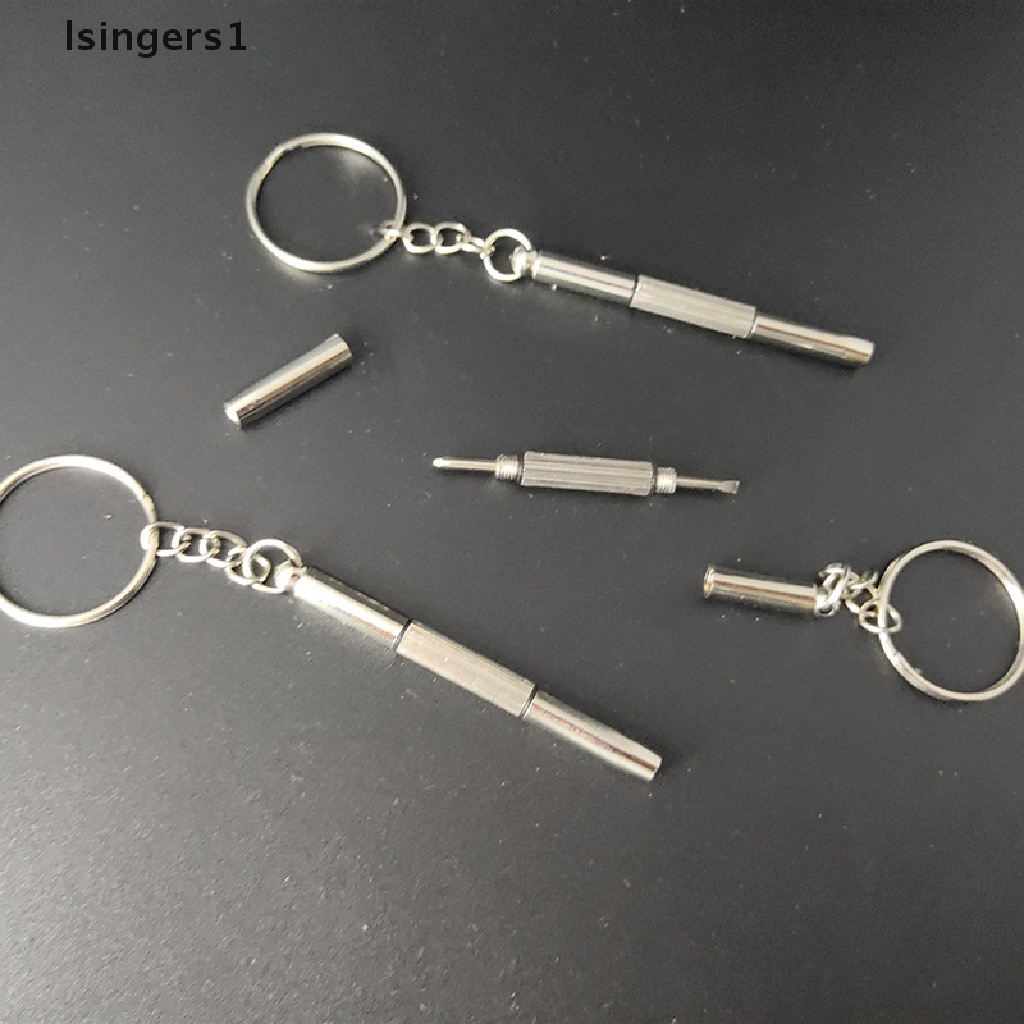 (lsingers1) 3 In 1 Obeng + Gantungan Kunci Portable Untuk Reparasi Kacamata / Jam Tangan