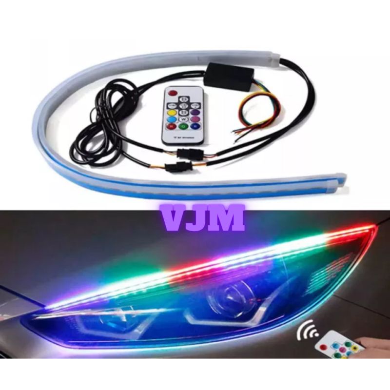 Lampu Alis Motor/Mobil DRL 30 CM&amp;60 CM Running RGB plus Remote