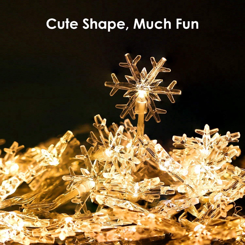 Dekorasi Pesta Natal Tenaga Baterai 20led Snowflake Fairy String Light