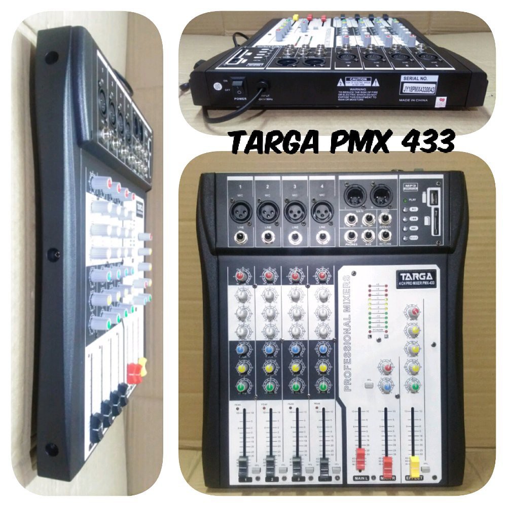 MIXER AUDIO 4 CHANNEL TARGA PMX 433 AMPLIFIER MIXING USB PMX433