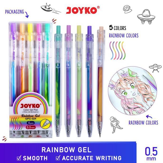 

Promo Awal tahun Color Gel Pen Pena Jel Warna Joyko GPC-324 Rainbow Gel 5 Warna 0.5 mm Diskon