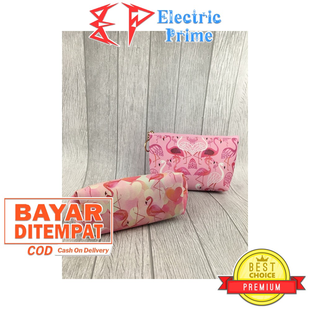 Pouch Serbaguna Motif Flamingo Tas Make Up Mini Unik Tahan Air 0001