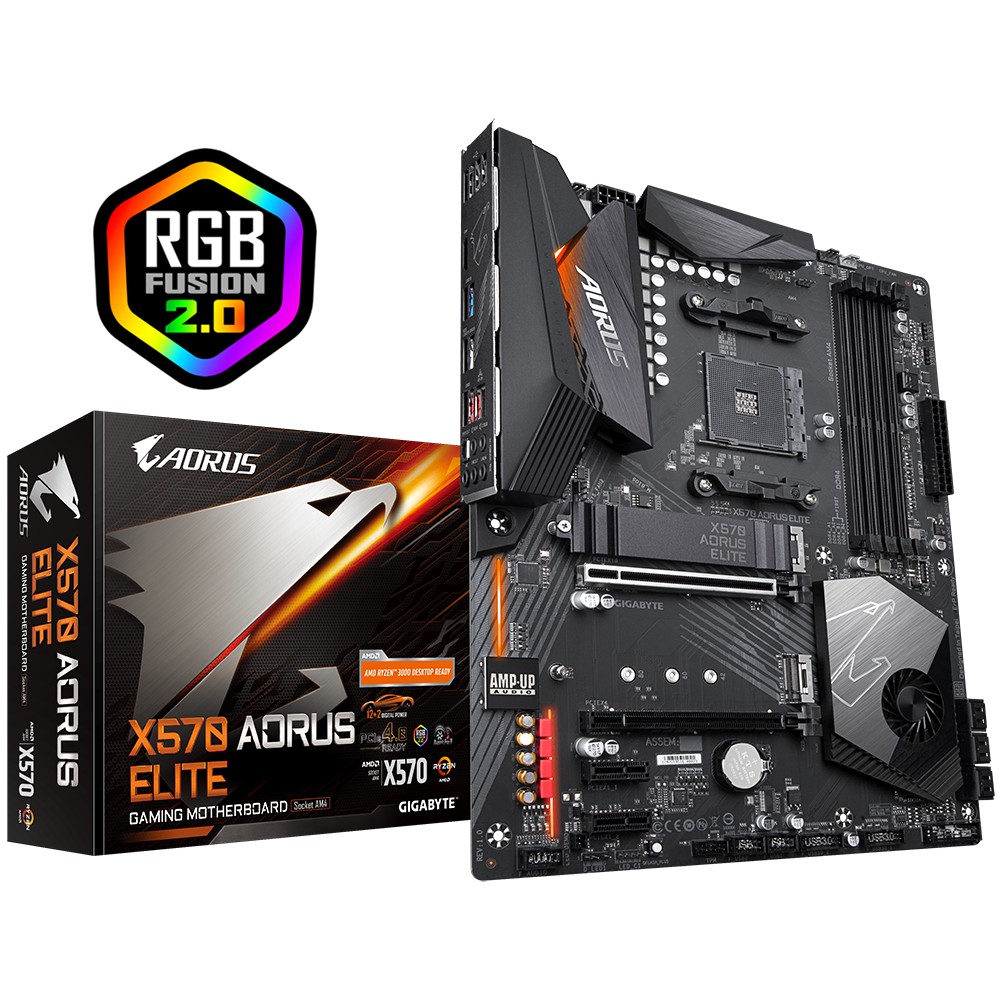 Aorus X570 Aorus Elite, DDR4, 4 DIMMs, RGB FUSION 2.0