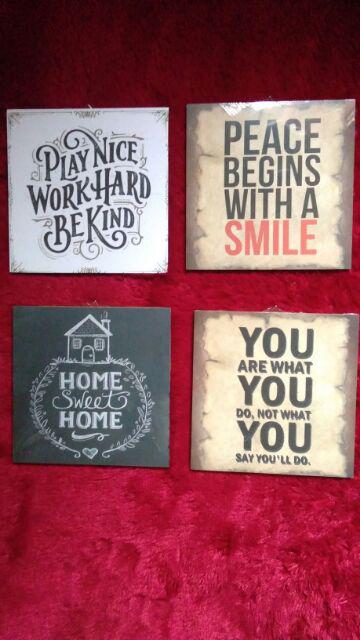 Hiasan Dinding Poster Kayu Quotes Kata Motivasi 20x20cm Dekorasi Rumah Gantungan Cafe Vintage