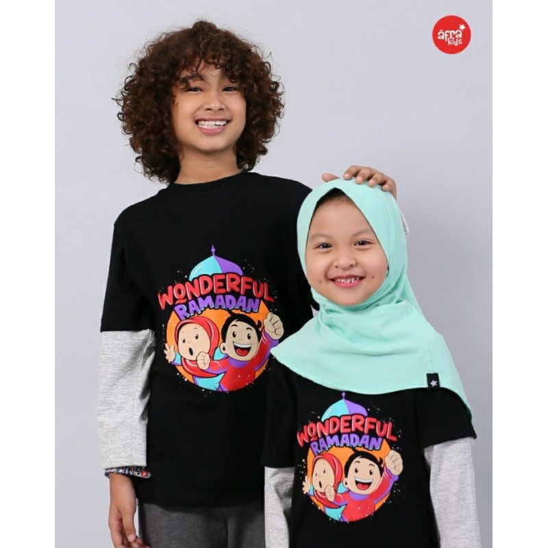 Kaos Anak Afrakids Unisex AF304 &quot;Wonderfull Ramadhan&quot; Lengan Panjang