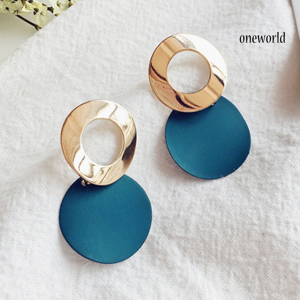 OW@ Party Women's Simple Hollow Out Round Drop Dangle Stud Earrings Jewelry Gift