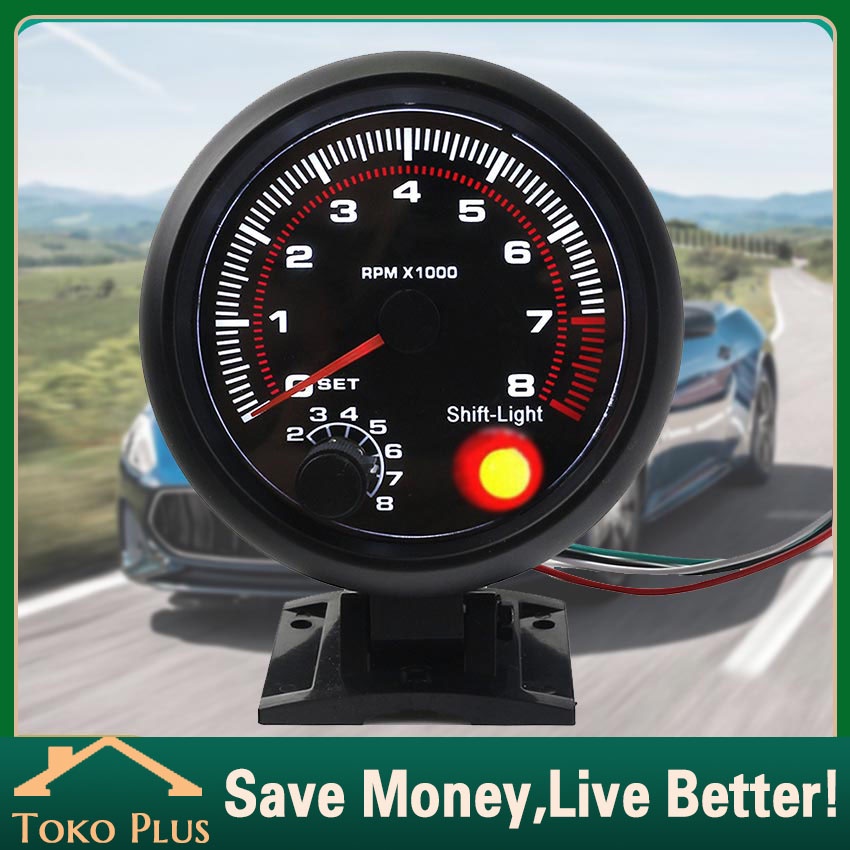Tachometer Mobil Universal 3.75'' "0-8000 RPM Tachometer autometer mobil Tacho Gauge Meter LED Shift