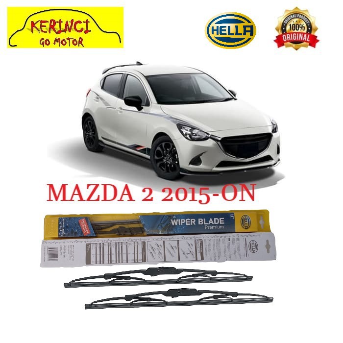 WIPER MAZDA 2 2015-ON HELLA PREMIUM 22&quot; &amp; 17&quot; SEPASANG WIPER MAZDA