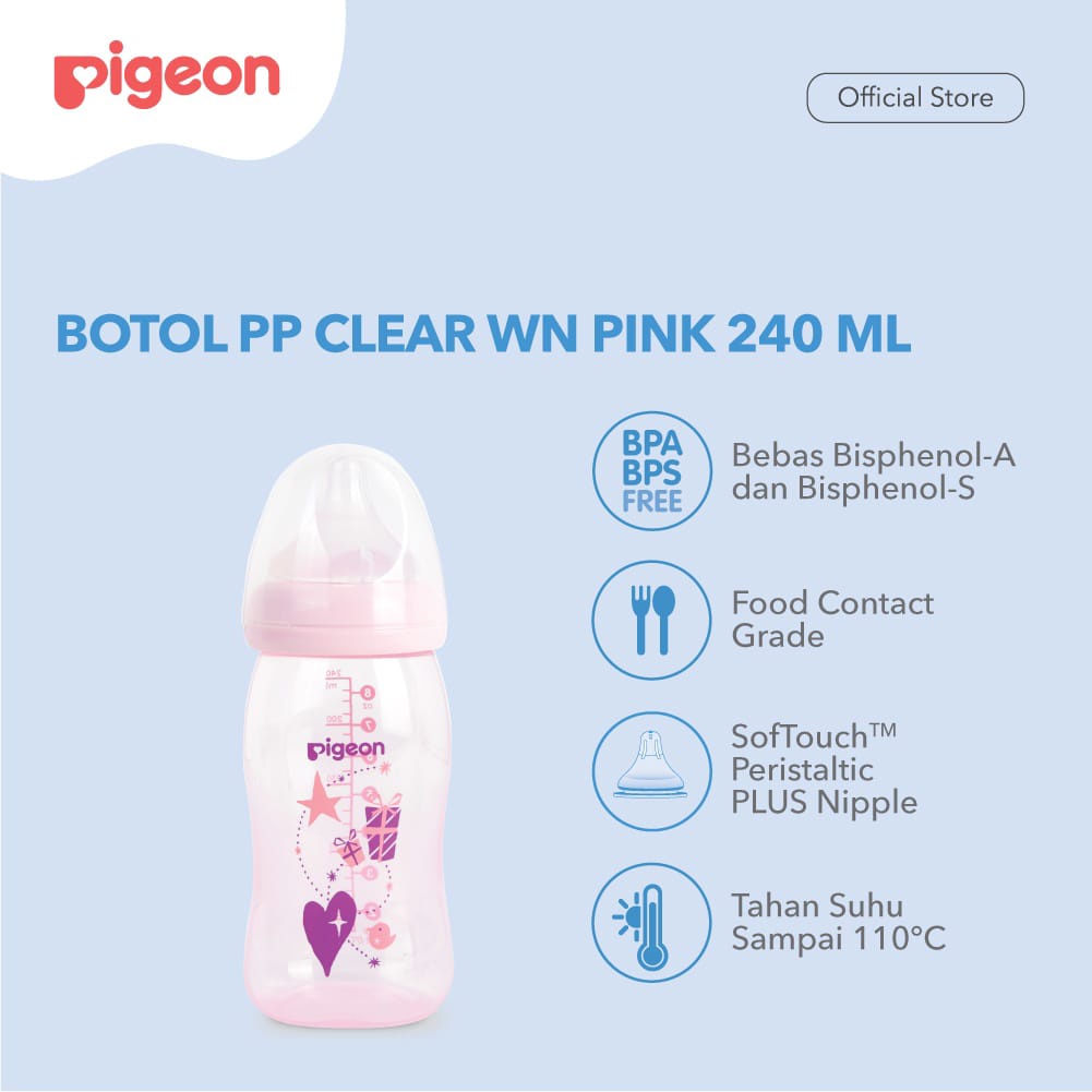 PIGEON BOTTLE PP PREMIUM CLEAR/JAPAN BRAND/BOTOL SUSU BAYI