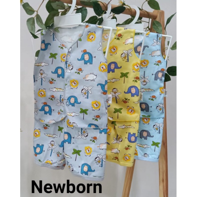 setelan bayi NB 3 pc stelan newborn kutung buntung Baby Lucky