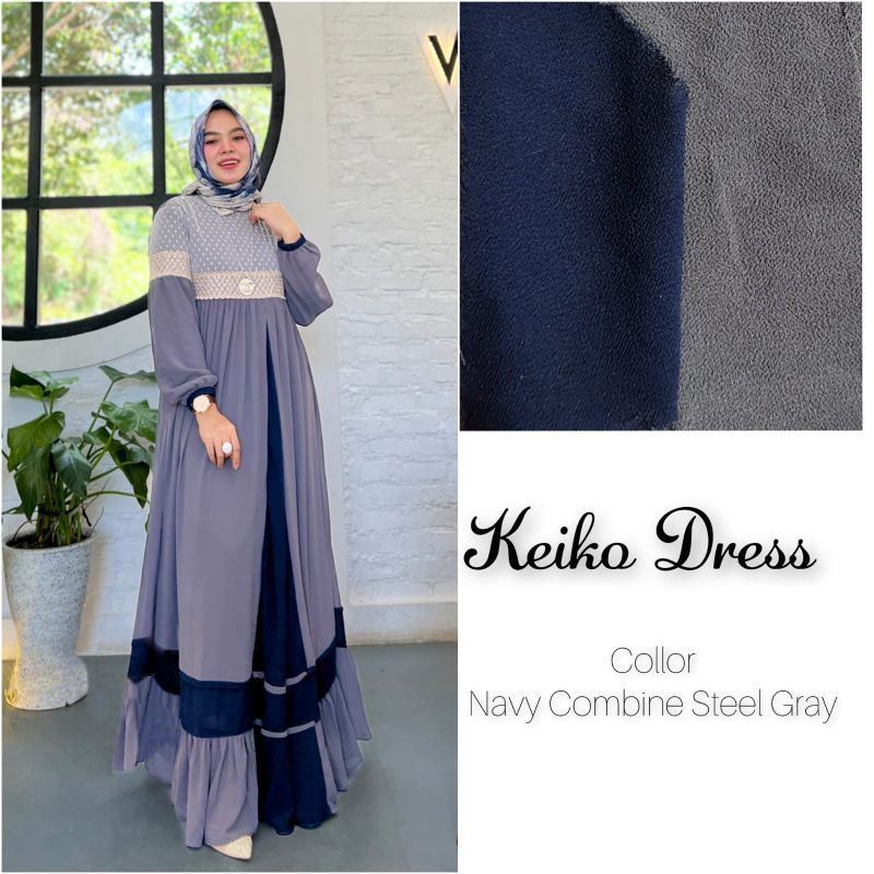 DRESS MUSLIM, baju wanita, baju gamis, dress, gamis, Baju gamis, fashion wanita, Keiko Dress