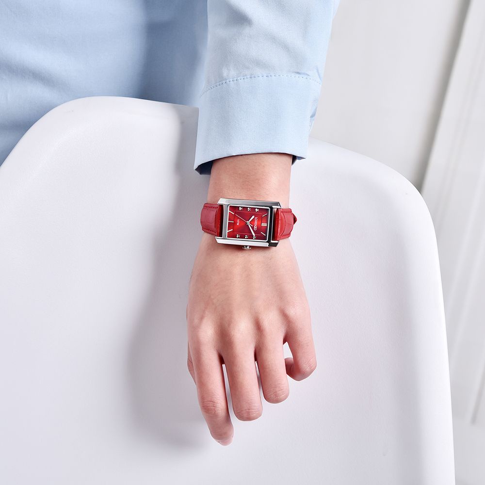 JAM TANGAN LORENZO KULIT ORIGINAL R-7121 LADIES//JAM TANGAN CEWEK KOTAK/JAM TANGAN WANITA RANTAI STAINLESS/