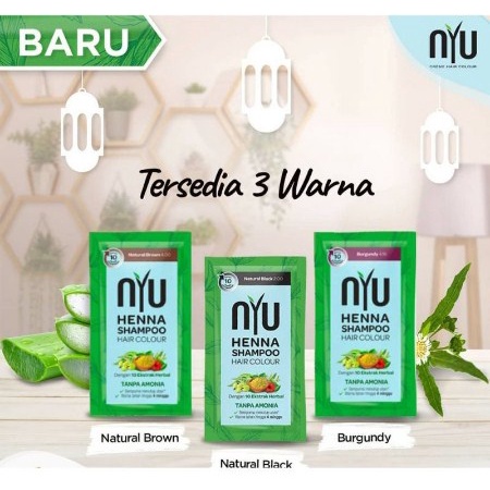 NYU Henna Shampoo Hair Colour Sachet Pewarna Rambut 4pcs x 20ml