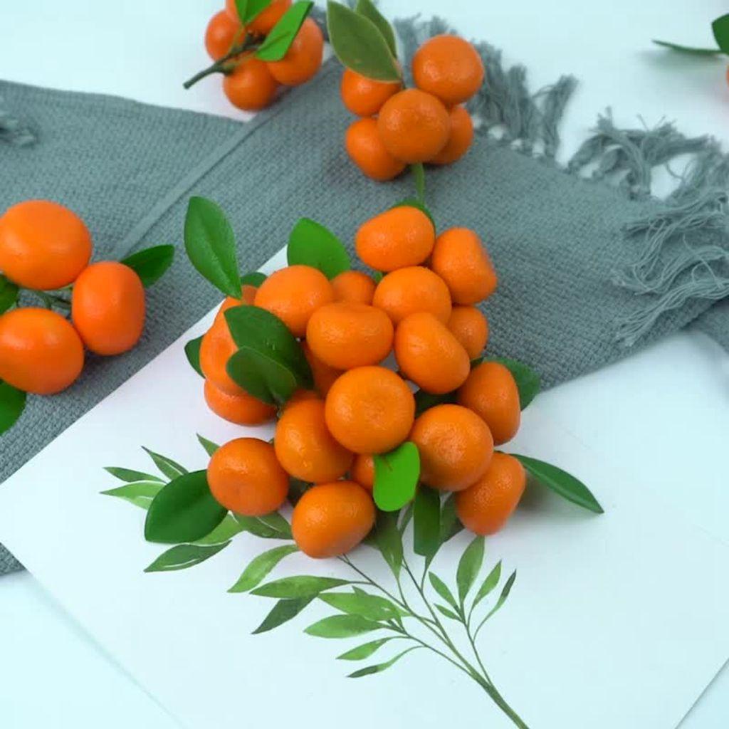 NICKOLAS1 Artificial Fruit Creative Bright Color with Fruits and Leaves Buah Imitasi Pajangan Buah 3-6 Cabang Dekorasi Pesta