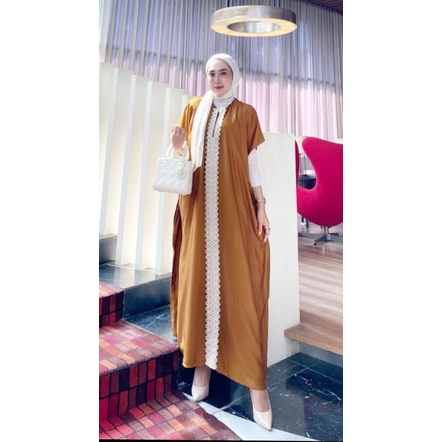 Daster kaftan by Naura/Kaftan Renda Panjang/Harga Penghabisan