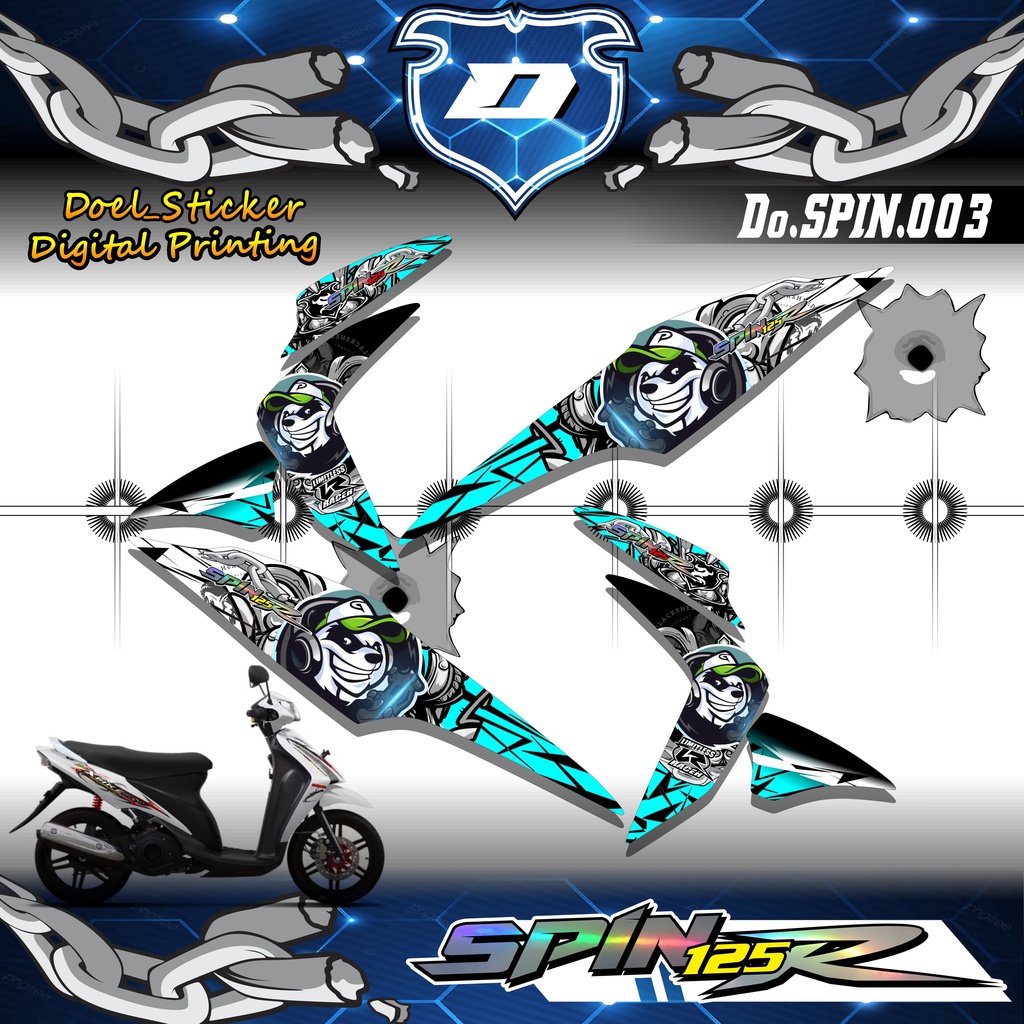 Sticker Striping Variasi SUZUKI SPIN 125 Semi Full Desain Panda 003