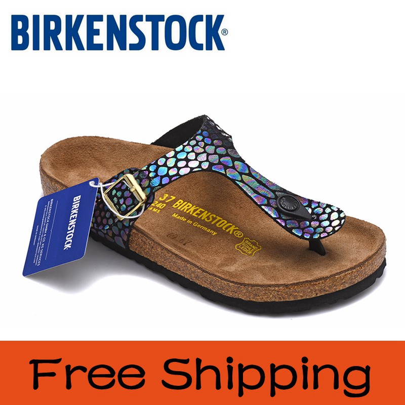 Sepatu Sandal  Desain Birkenstock  gizeh Bahan Kulit 801 