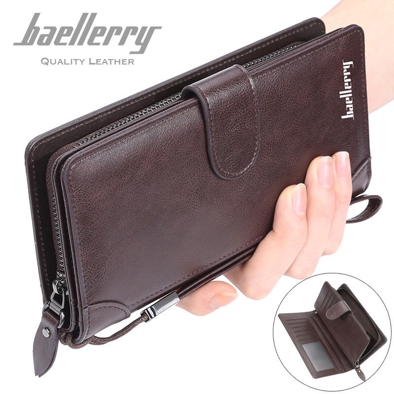 BAELLERRY S6701 Dompet Pria Wanita Panjang Bahan Kulit PU Leather Premium