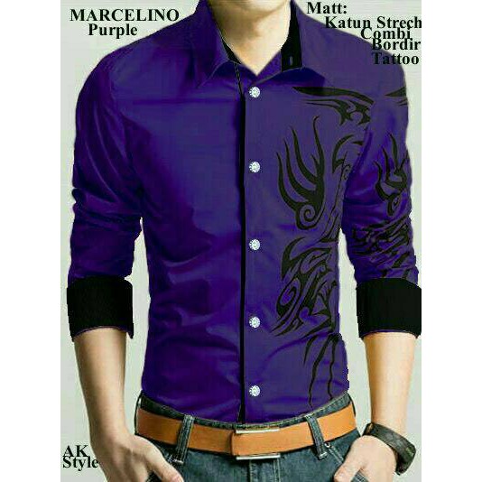 Kemeja Formal Pria Lengan Panjang Motif Garis-garis Vertikal Bahan Velvet Untuk Musim Gugur Ke 69WDP