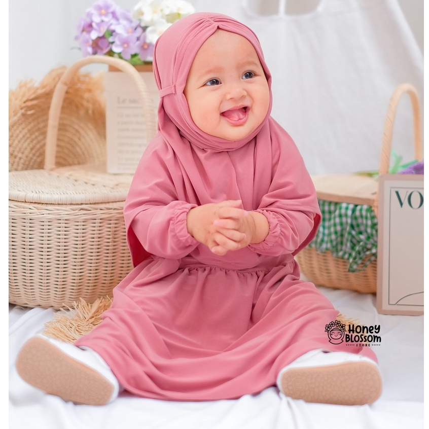 HoneyBlossom - gamis bayi polos cantik / gamis bayi perempuan 6 12 bulan lylia / gamis bayi