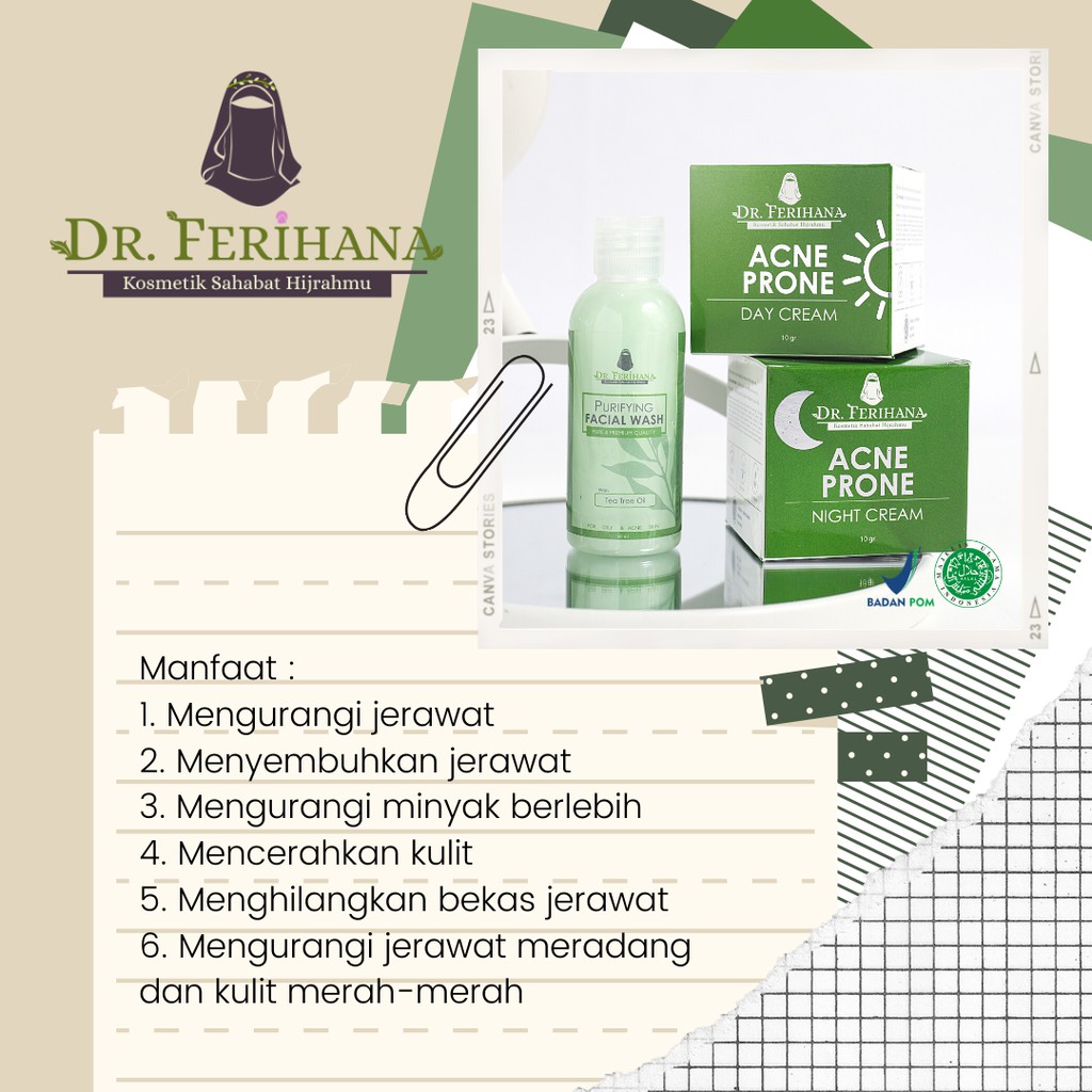 [Paket Acne] Dr. Ferihana (Facial Wash &amp; Day Cream&amp; Night Cream) Mengatasi Kulit Berjerawat &amp; Kusam Mengurangi Minyak Berlebih Skincare Kecantikan BPOM