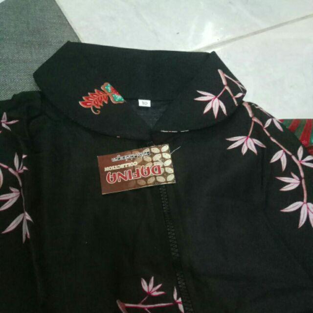 Longcardy Outer Wanita Batik Kipas Hitam