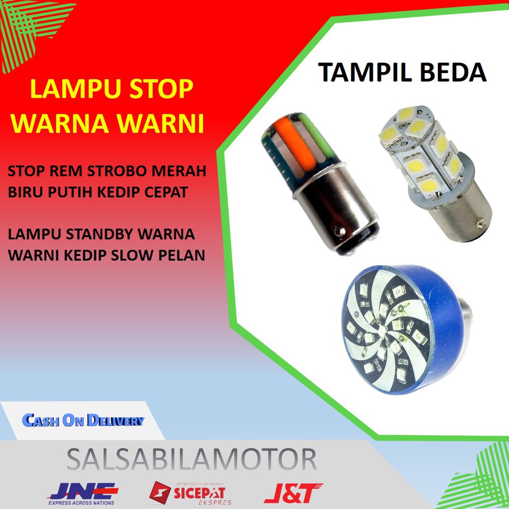 Lampu rem stop belakang strobo kedip Lamp setop 12mata jelly pelangi warna warni bulat mode projie l