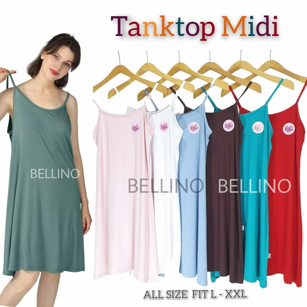 Tanktop Panjang Wanita Tentop Longdress Tali Kecil / Longdres Tunik Tali Kecil / Tanktop Midi Wanita Allsize Jumbo Fit XXL 3L Premium Banyak Pilihan Warna Longdress Muat Jumbo Super Soft Tanktop Tali Model Panjang Fit 3L Jumbo Strech Sleepdress