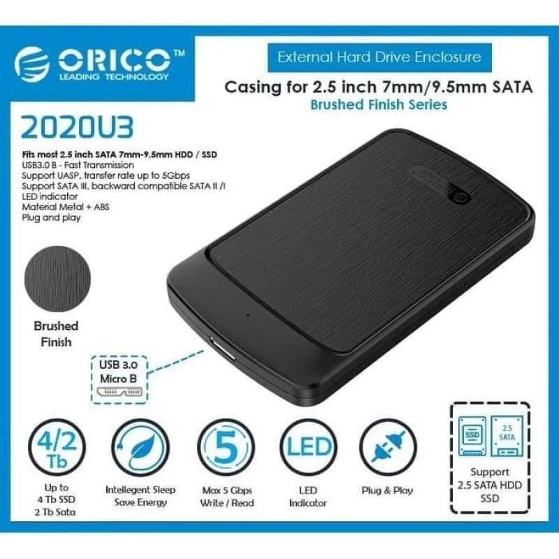 ORICO HDD SSD Enclosure 2.5 Inch USB 3.0 - 2020U3 NEW