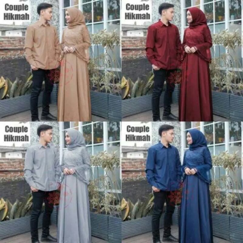 Dress couple gamis hikmah - terusan pasangan muslim gaun pesta keren gamis