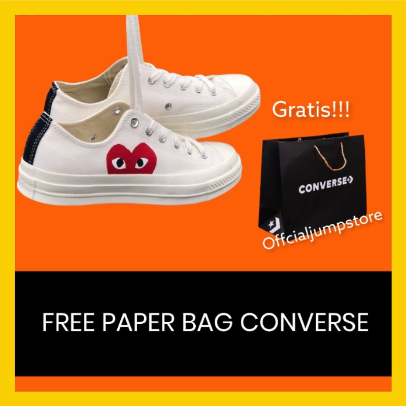 [BISA COD] CONVERSE CDG PLAY WHITE LOW PREMIUM