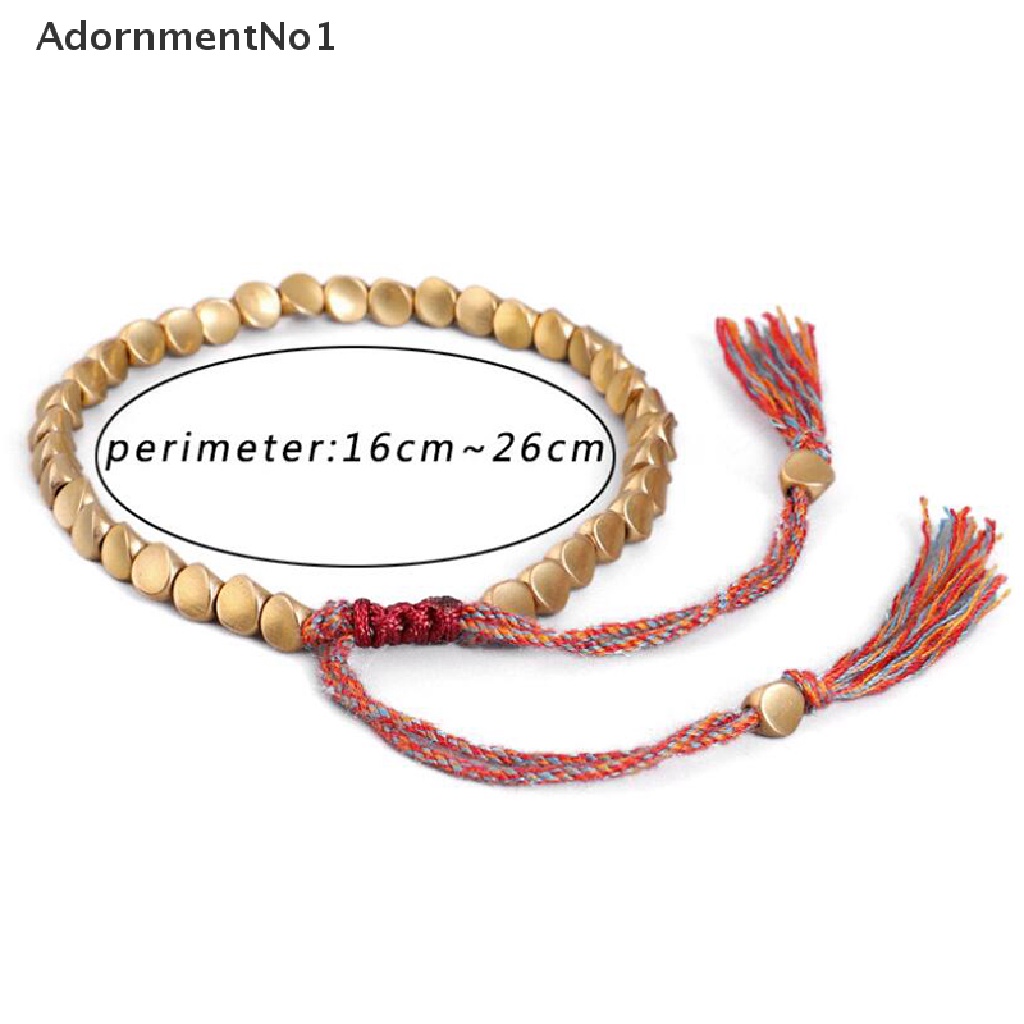 (AdornmentNo1) Gelang Tangan Tali Kepang Gaya Tibet Aksen Manik-Manik Tembaga Untuk Unisex / Pria / Wanita