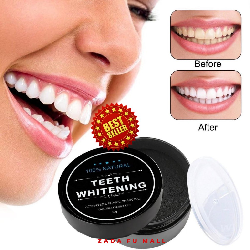 Pemutih Gigi Tercepat Alami Natural (ASLI) Teeth Whitening Charcoal Aman BPOM odol pasta gigi