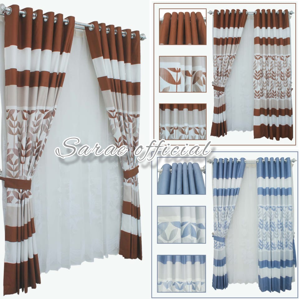 Gorden Minimalis Katun Polos motif Dark Coklat (BISA COD) TERLARIS Gorden jendela pintu Smokring Free Tali