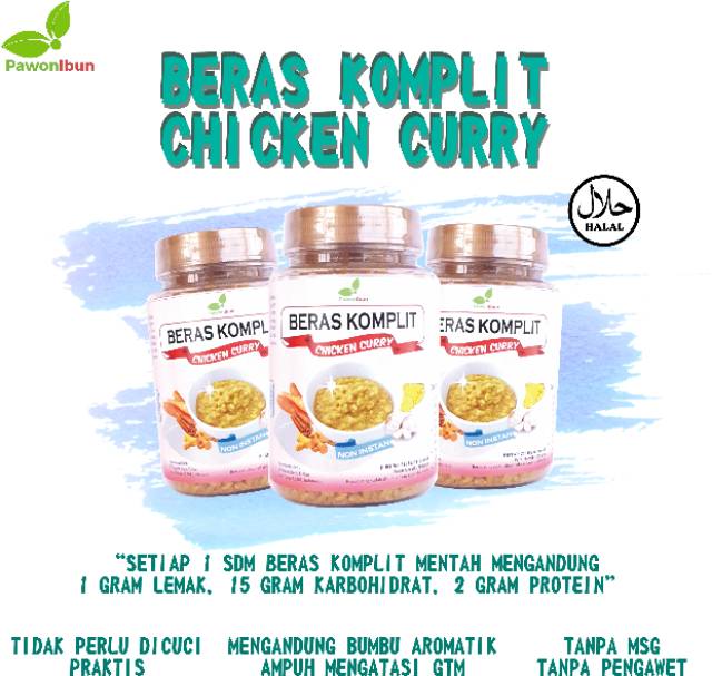 Pawon Ibun Beras Komplit rasa meat soup / chicken curry / cheese beef / chicken hainan (bubur tim MPASI bayi)