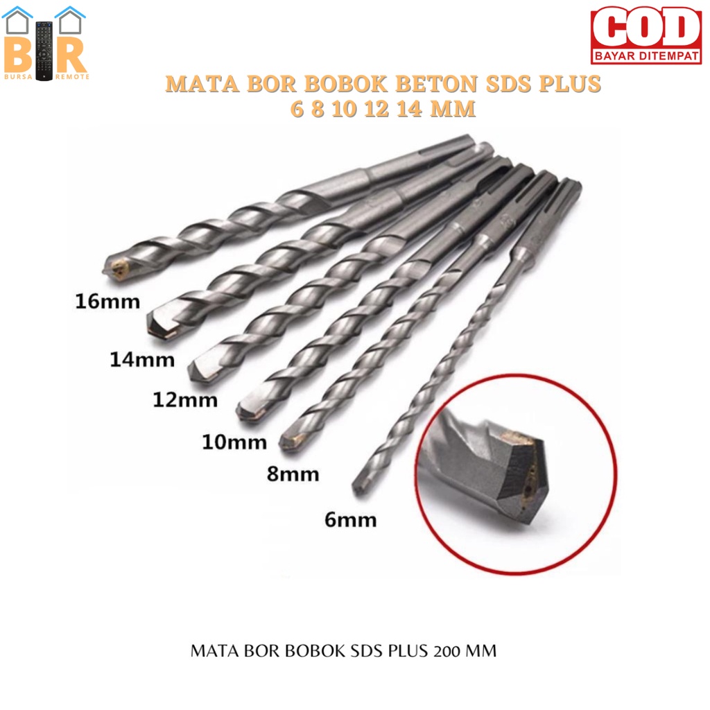 Mata Bor Bobok Beton Tembok Besi Sds Plus 6 8 10 12 14 16MM