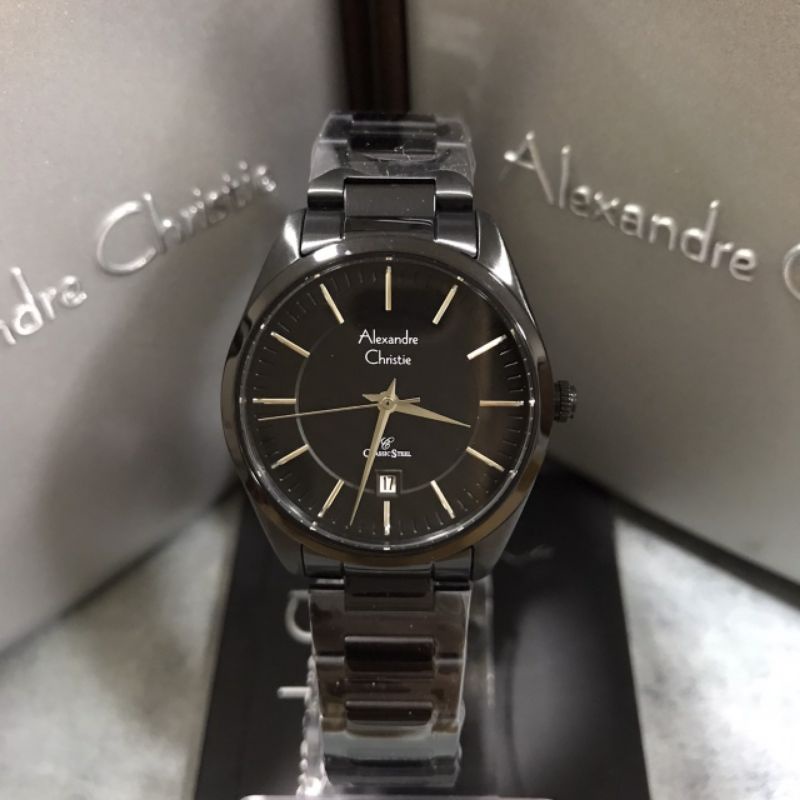 Jam Alexandre Christie AC 8579 LD BIP Wanita Rantai Hitam Bulat
