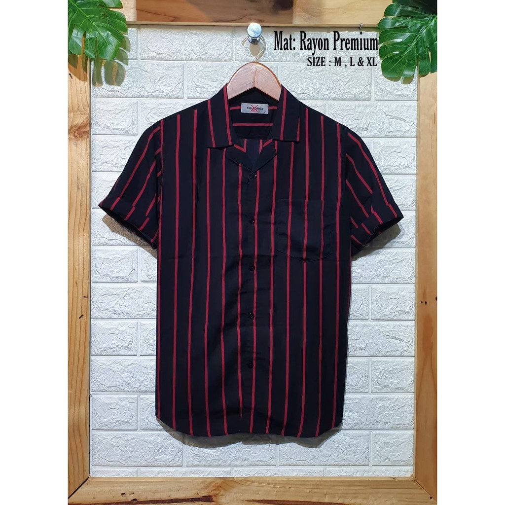 KEMEJA SALUR PRIA KEMEJA MOTIF GARIS PRIA DAN WANITA UNISEX GARIS KEMEJA INDIE [COD]